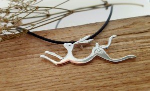 Eirian, leaping silver hare pendant