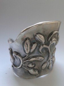 Silver cuff - handmade by Lucylou Designs using chasing and repousse