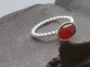 Carnelian silver skinny ring