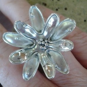 Designer Silver Flower Ring