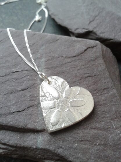 Flowery Silver Heart Pendant
