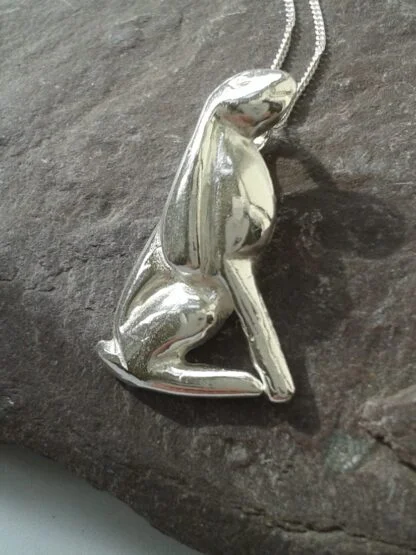 silver moongazing hare pendant