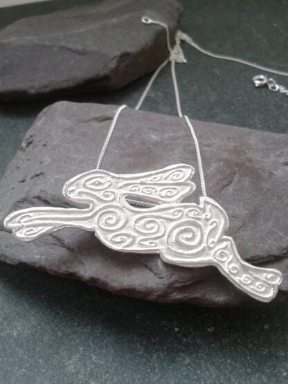 Etched Silver Hare Pendant by Lucylou Designs