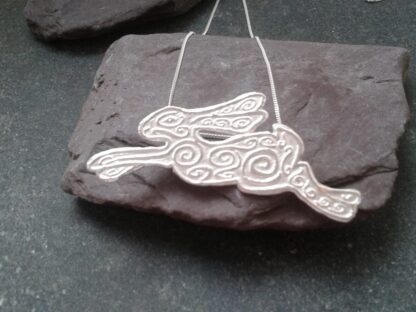 Etched Silver Hare Pendant