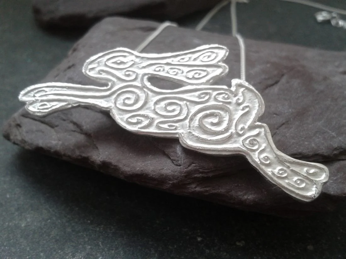 Etched Silver Hare Pendant