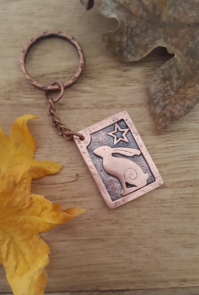 Star Gazey Hare Copper Keyring