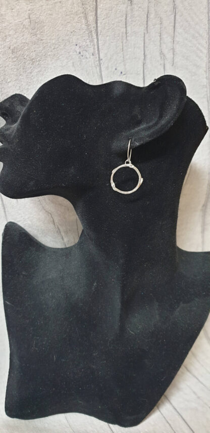 Silver Twig Circle Earrings