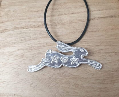 Magick - etched silver hare pendant - Image 4