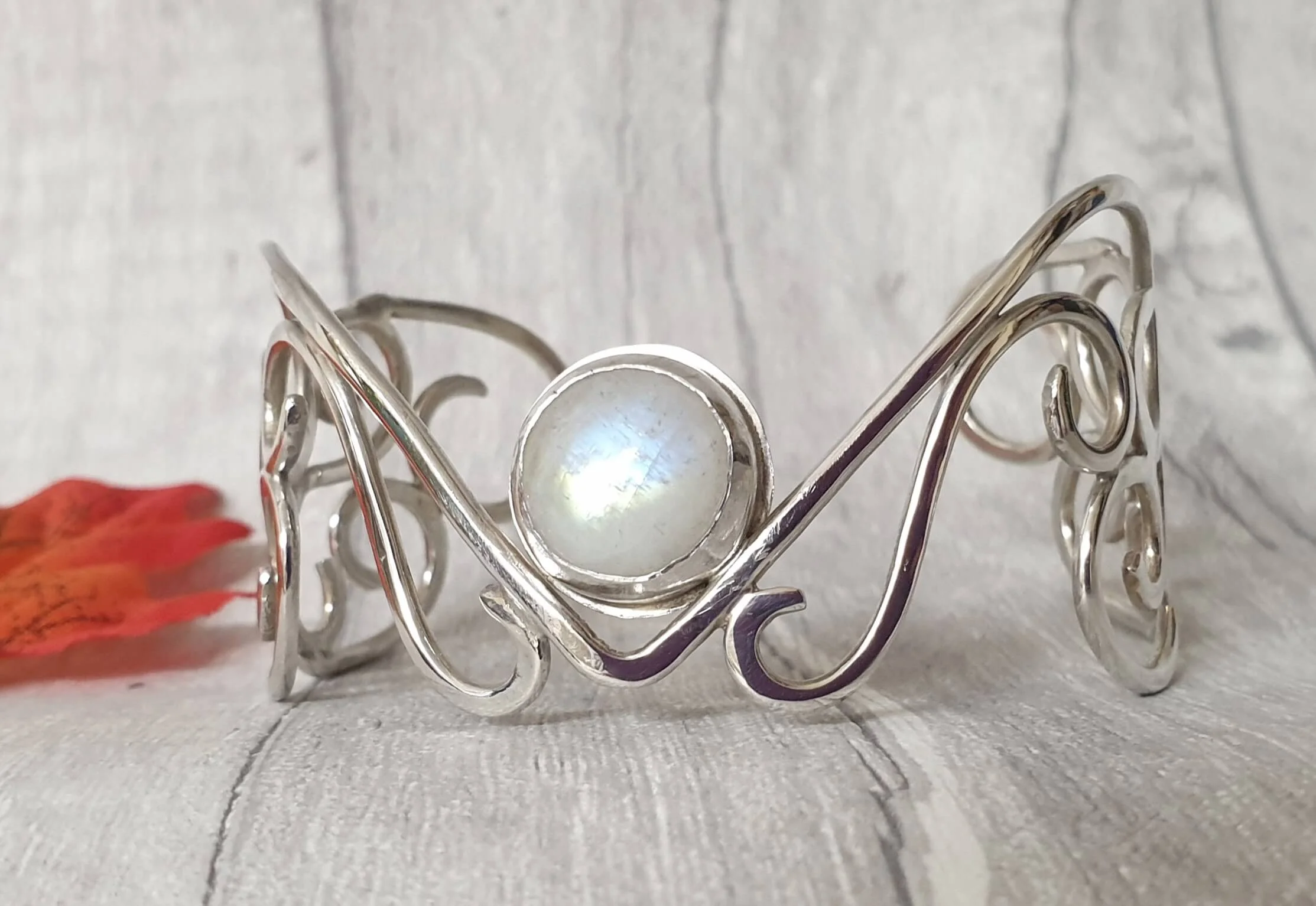 Moonstone filigree cuff