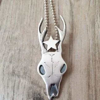 Stellar Silver Deer Skull Pendant