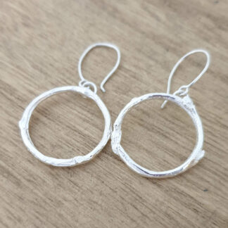 Silver Twig Hoop Earrings