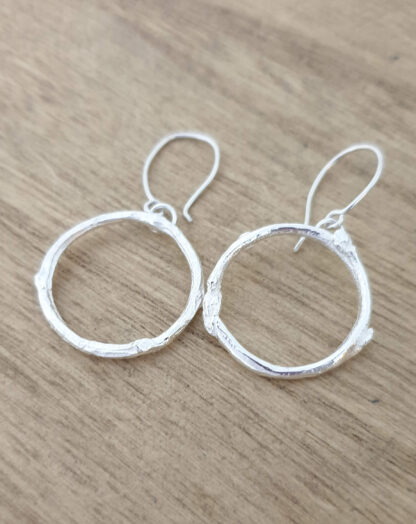 Silver Twig Hoop Earrings
