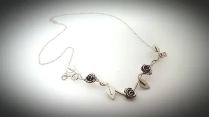 Silver rose necklace