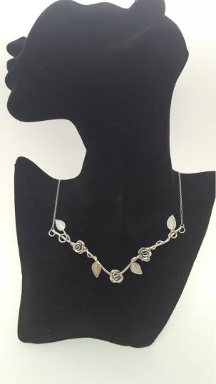Silver rose necklace