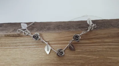 Silver rose necklace