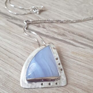 Blue Agate Silver Pendant