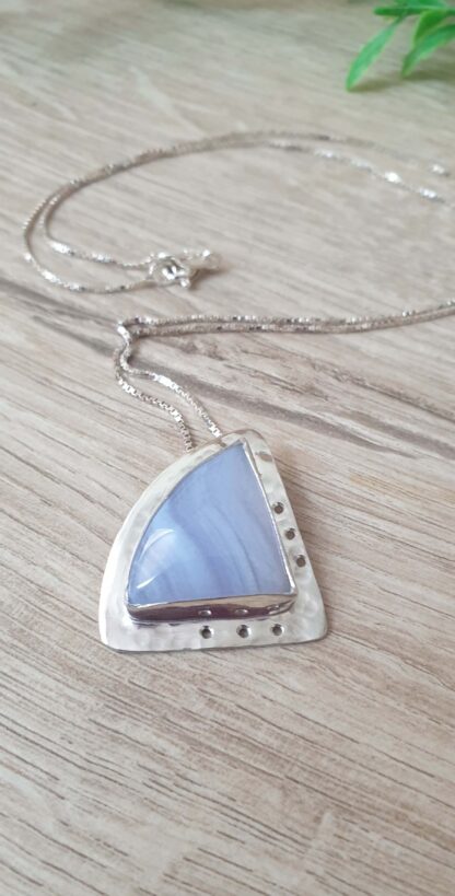 Blue Agate Silver Pendant