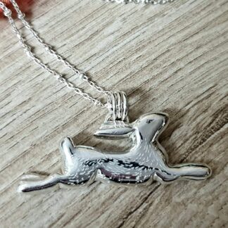 Leaping Silver Hare Pendant