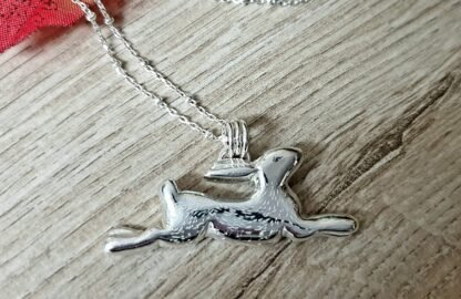 Leaping Silver Hare Pendant