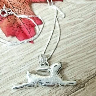 Leaping Silver Hare Pendant
