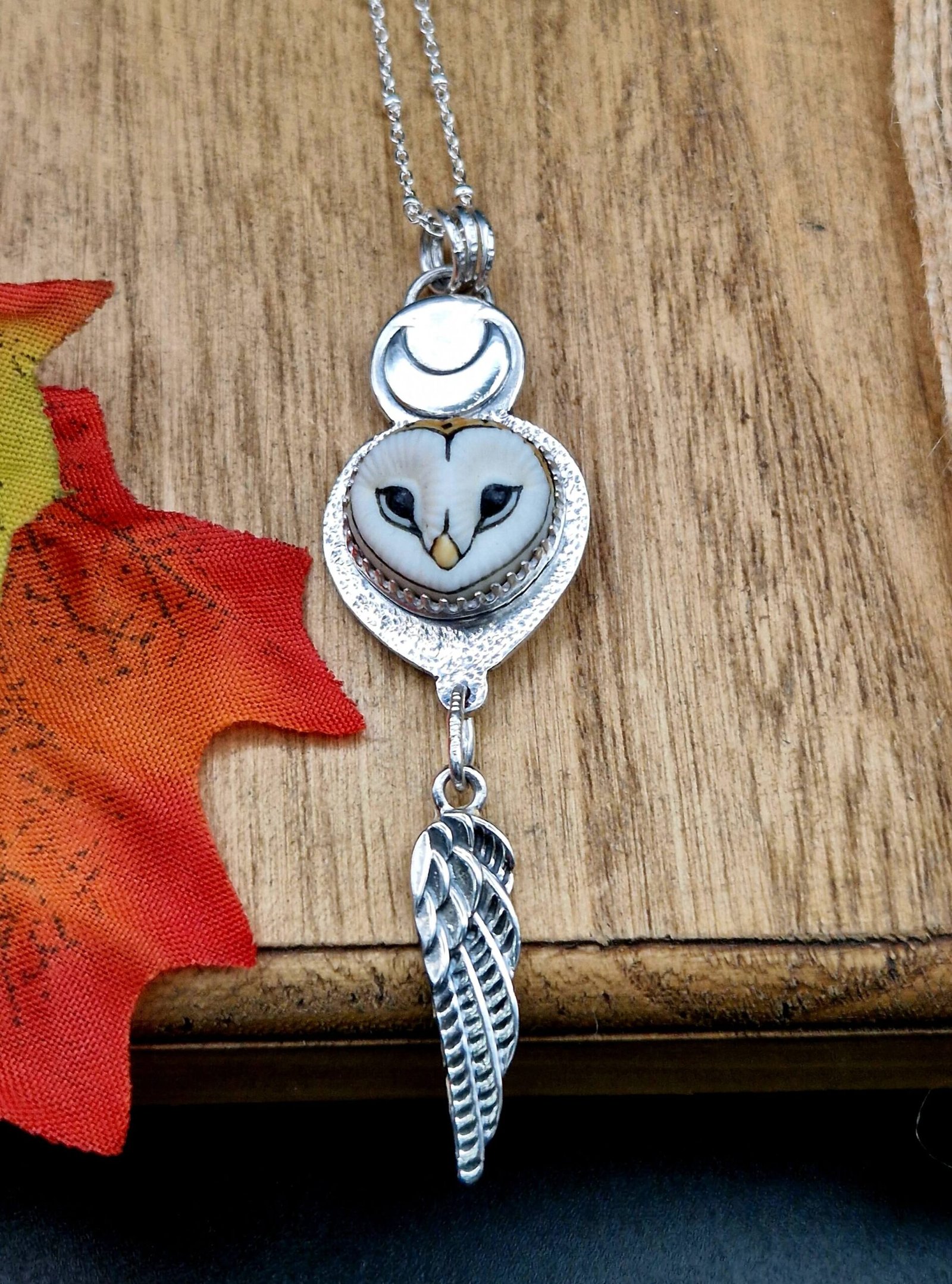 Silver owl pendant sales